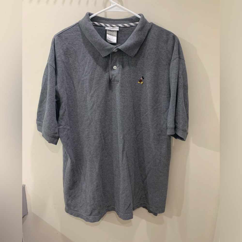 Walt Disney World Polo Golf Shirt Gray Embroidered Mickey Mouse Size L